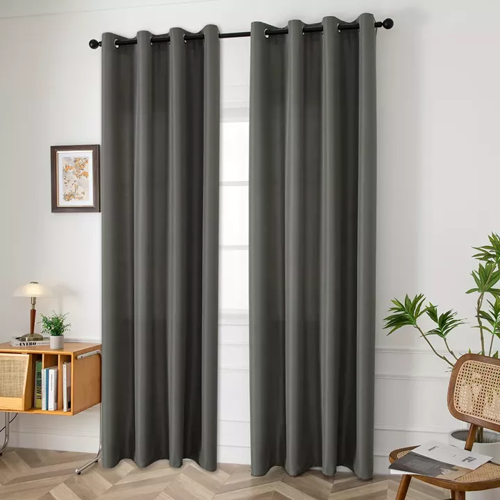 Beauty Home Κουρτίνα μεσαίας σκίασης με 8 μεταλλικούς κρίκους Effect Art 8443 140x270 Ανθρακί