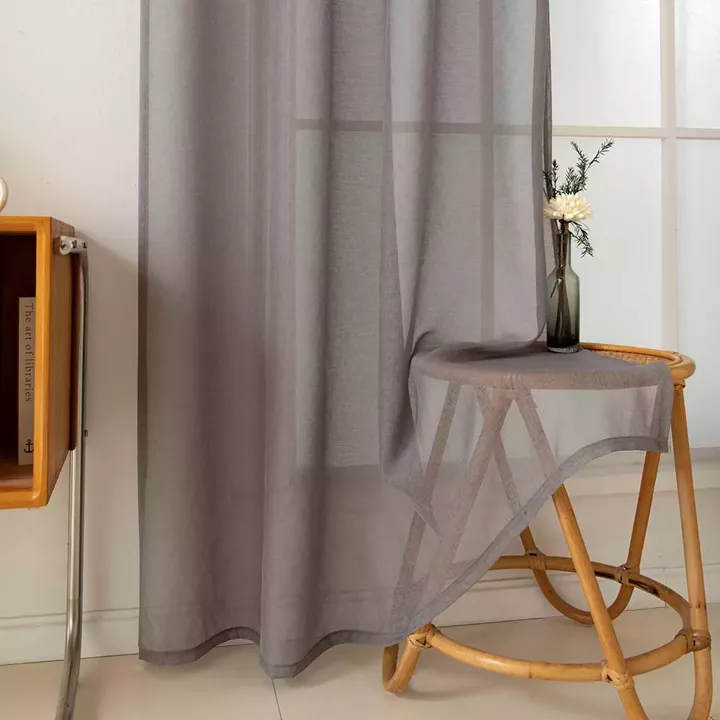 Beauty Home Κουρτίνα γάζα μονόχρωμη με 8 μεταλλικούς κρίκους Sharp Art 8448 140x270 Μπεζ