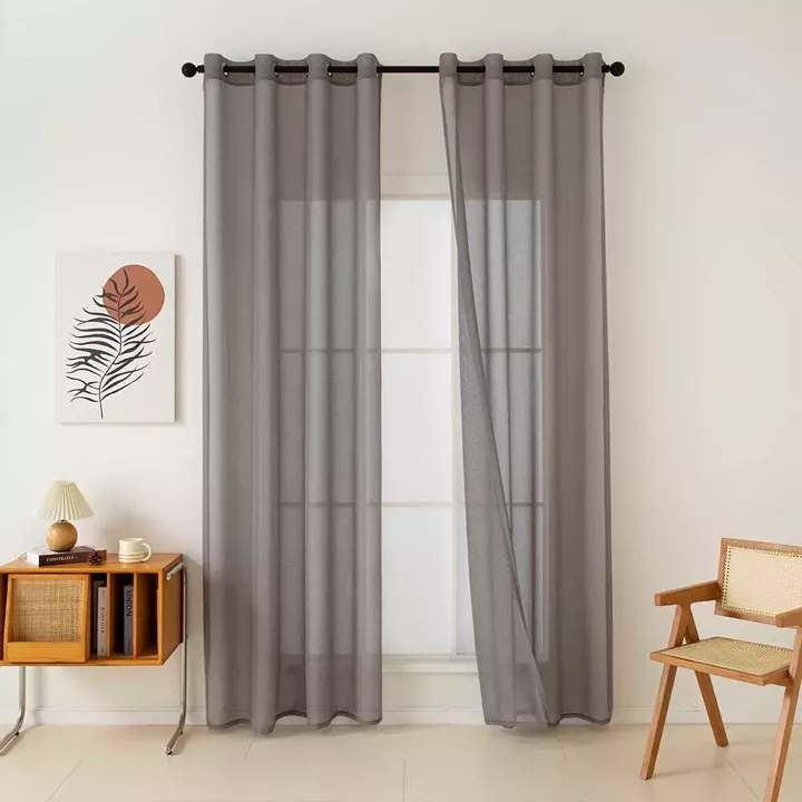 Beauty Home Κουρτίνα γάζα μονόχρωμη με 8 μεταλλικούς κρίκους Sharp Art 8448 140x270 Μπεζ