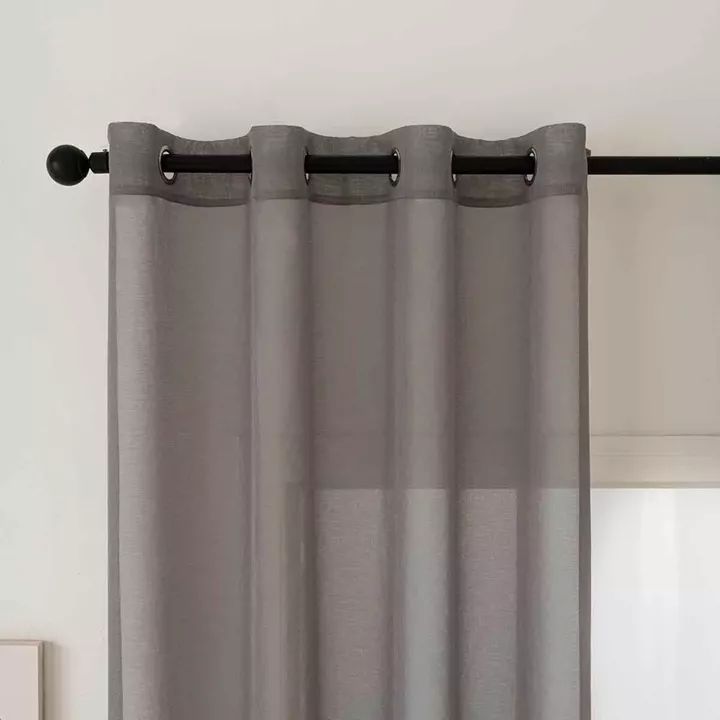 Beauty Home Κουρτίνα γάζα μονόχρωμη με 8 μεταλλικούς κρίκους Sharp Art 8448 140x270 Μπεζ