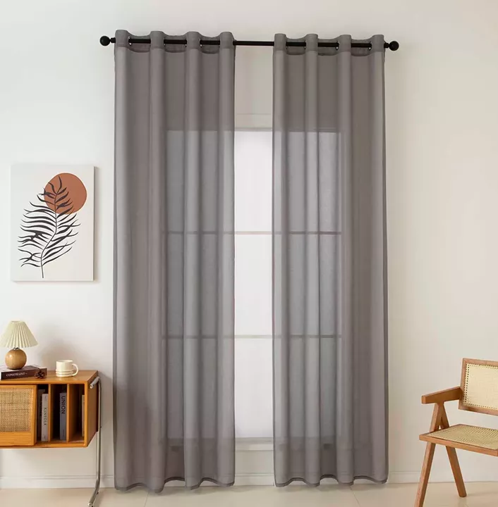 Beauty Home Κουρτίνα γάζα μονόχρωμη με 8 μεταλλικούς κρίκους Sharp Art 8448 140x270 Μπεζ