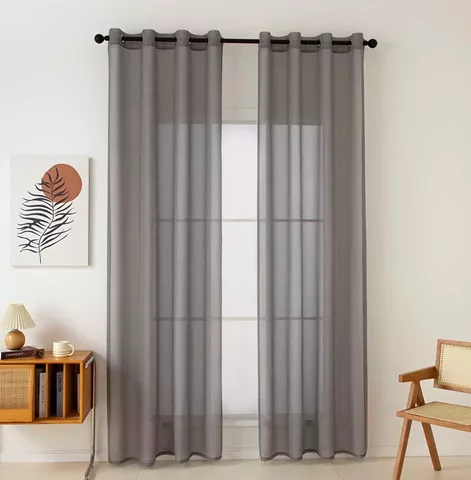Beauty Home Κουρτίνα γάζα μονόχρωμη με 8 μεταλλικούς κρίκους Sharp Art 8448 140x270 Μπεζ