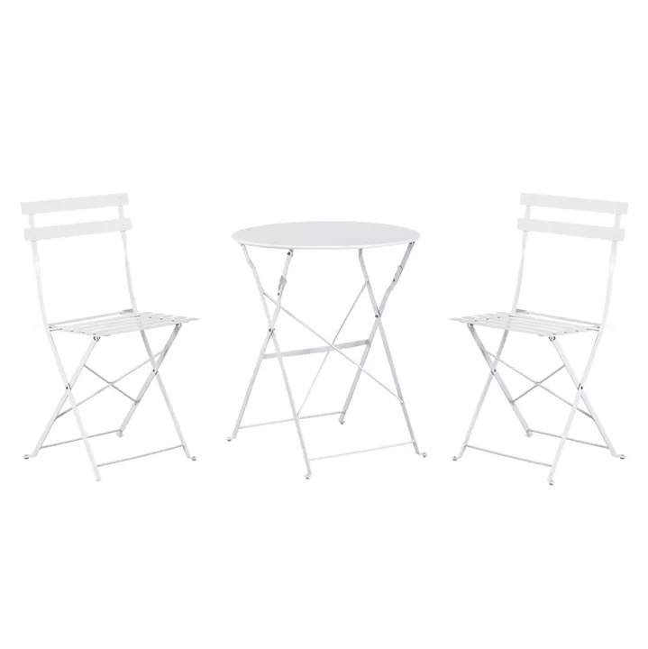 DINING SET 3PCS FOLDABLE SOPHIE HM21118.01 METALLIC IN WHITE COLOR