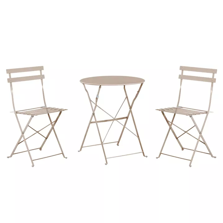 DINING SET 3PCS FOLDABLE SOPHIE HM21118.04 METALLIC IN CAPPUCCINO COLOR