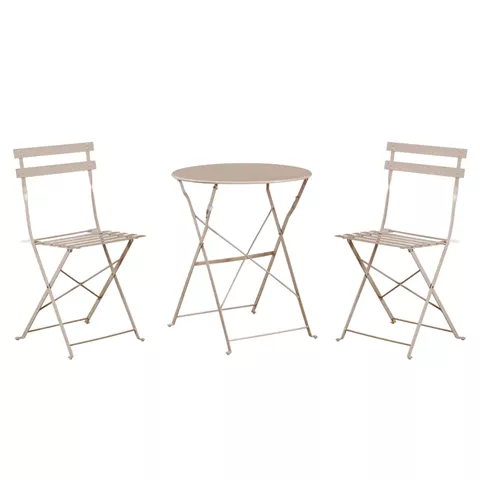 DINING SET 3PCS FOLDABLE SOPHIE HM21118.04 METALLIC IN CAPPUCCINO COLOR