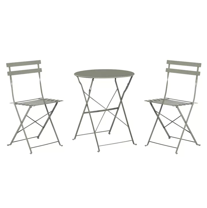 DINING SET 3PCS FOLDABLE SOPHIE HM21118.05 METALLIC IN DARK OLIVE COLOR
