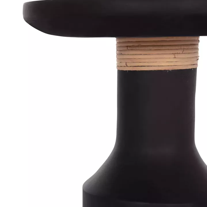 SIDE TABLE TRED(T) HM18169.01 FIBER CEMENT IN BLACK-NATURAL RATTAN--Φ40x61Hcm.