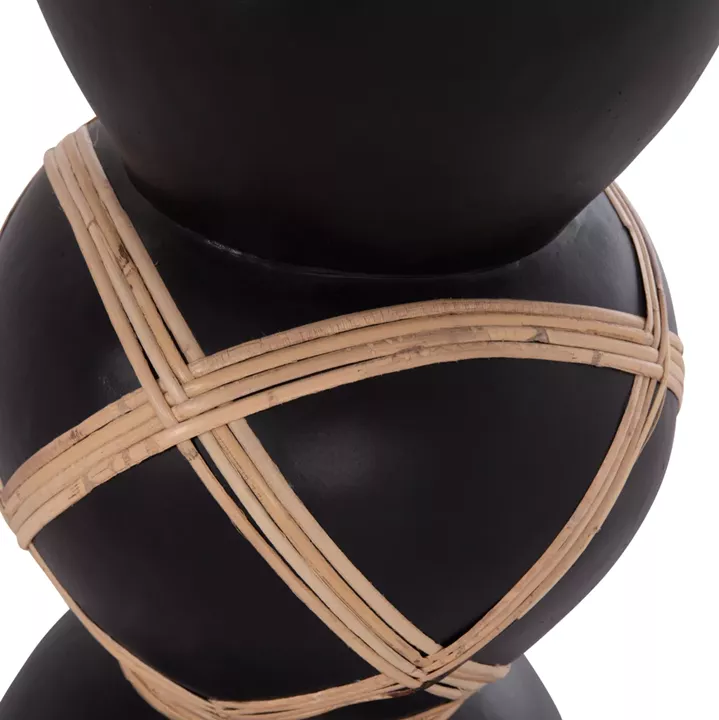 DECORATIVE FLOOR VASE MAYNARD HM4672.01S FIBER CEMENT IN BLACK COLOR--RATTAN Φ27.5x50Hcm.