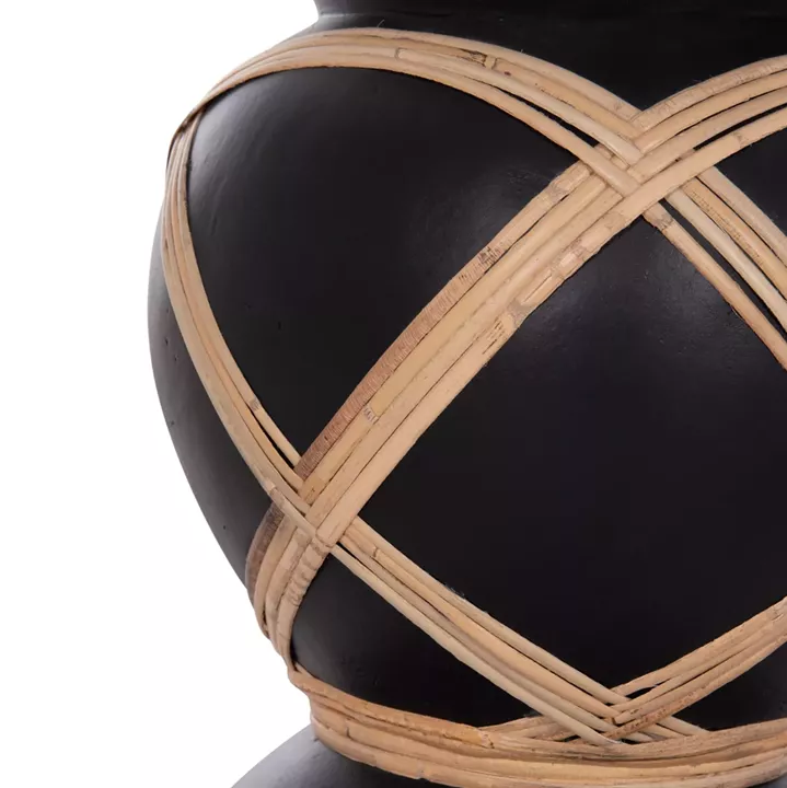 DECORATIVE FLOOR VASE MAYNARD HM4672.01S FIBER CEMENT IN BLACK COLOR--RATTAN Φ27.5x50Hcm.