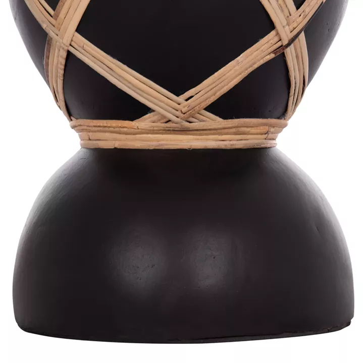DECORATIVE FLOOR VASE MAYNARD HM4672.01S FIBER CEMENT IN BLACK COLOR--RATTAN Φ27.5x50Hcm.