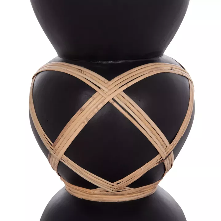 DECORATIVE FLOOR VASE MAYNARD HM4672.01S FIBER CEMENT IN BLACK COLOR--RATTAN Φ27.5x50Hcm.