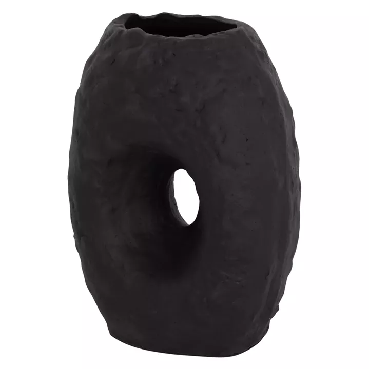 DECORATIVE TABLE VASE NAMENTIS HM4673.01L TERRACOTA IN BLACK COLOR--26.5x16x36.5Hcm.