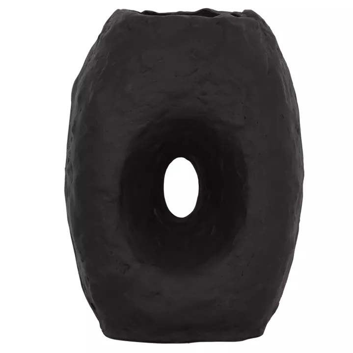 DECORATIVE TABLE VASE NAMENTIS HM4673.01L TERRACOTA IN BLACK COLOR--26.5x16x36.5Hcm.