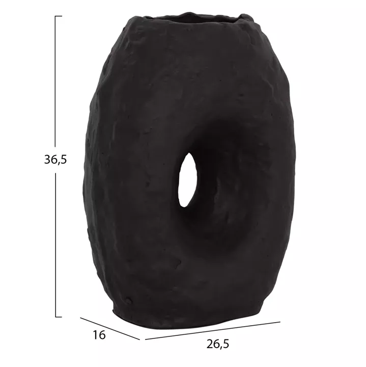 DECORATIVE TABLE VASE NAMENTIS HM4673.01L TERRACOTA IN BLACK COLOR--26.5x16x36.5Hcm.