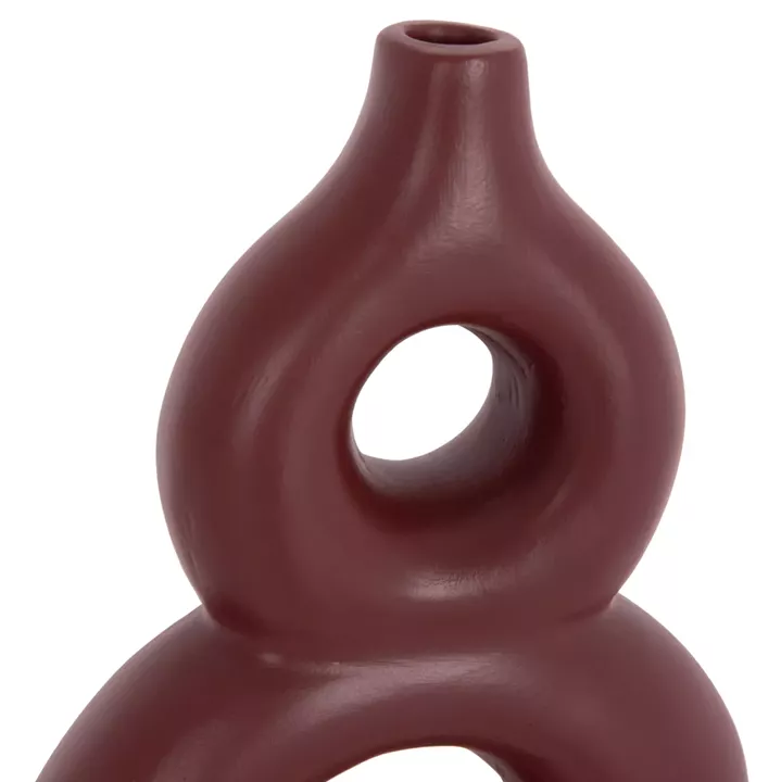 TABLE DECORATIVE VASE FIORIN HM4666.03S TERRACOTA IN MAROON RED--21x7.5x31Hcm.
