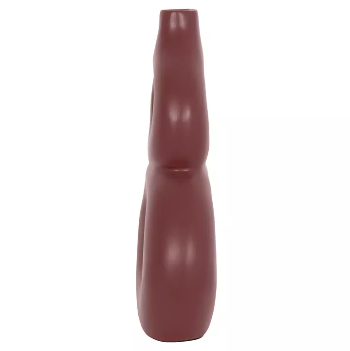 TABLE DECORATIVE VASE FIORIN HM4666.03S TERRACOTA IN MAROON RED--21x7.5x31Hcm.