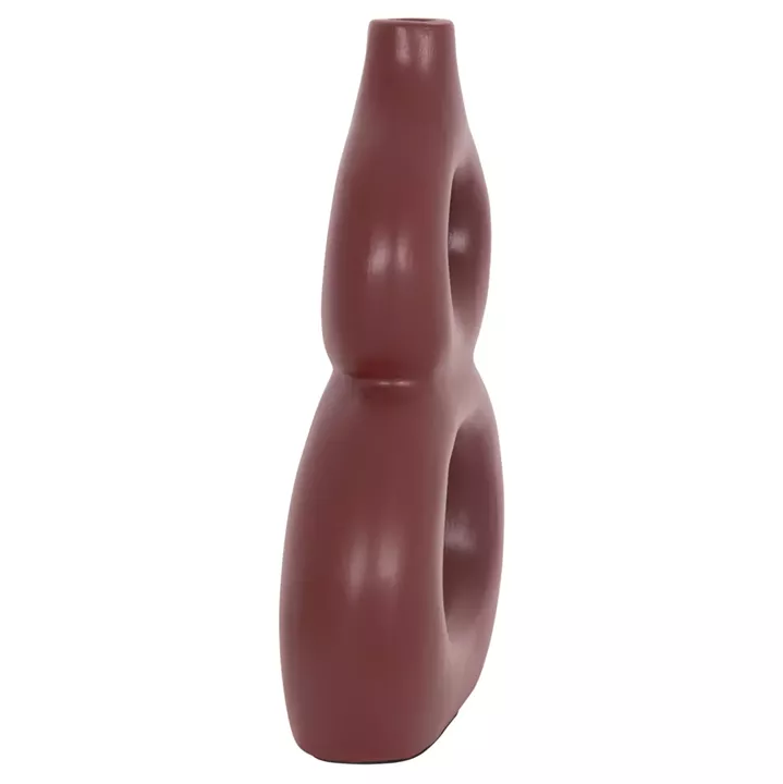 TABLE DECORATIVE VASE FIORIN HM4666.03S TERRACOTA IN MAROON RED--21x7.5x31Hcm.