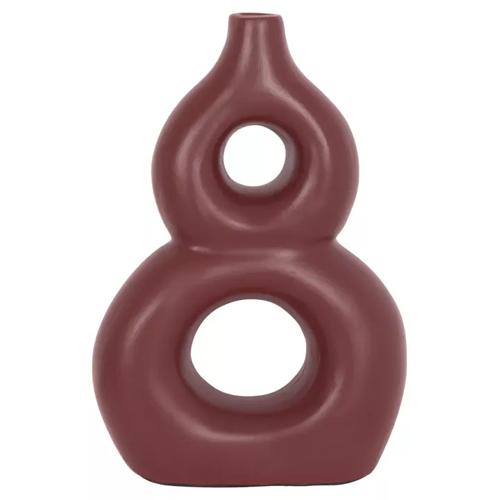 TABLE DECORATIVE VASE FIORIN HM4666.03S TERRACOTA IN MAROON RED--21x7.5x31Hcm.