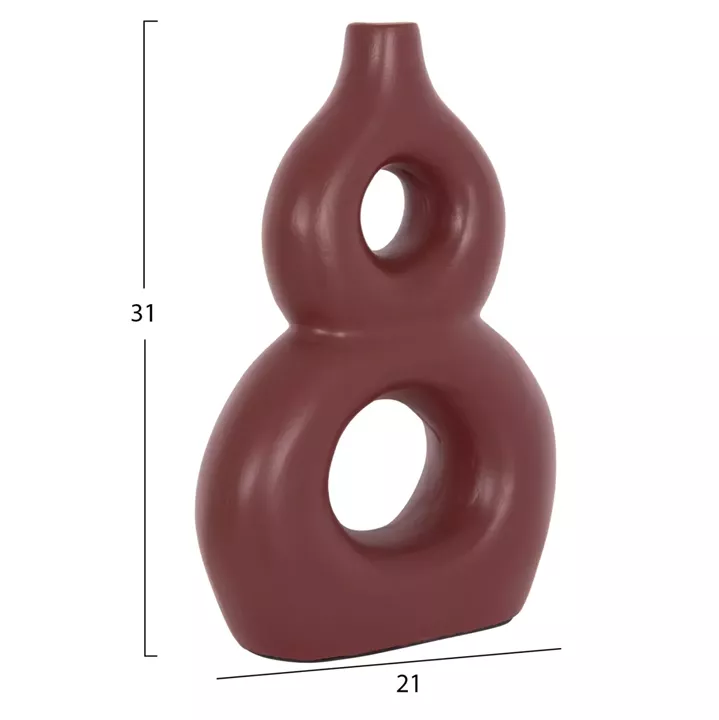 TABLE DECORATIVE VASE FIORIN HM4666.03S TERRACOTA IN MAROON RED--21x7.5x31Hcm.