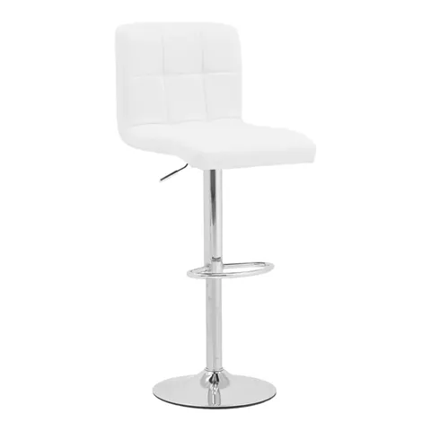 Bar stool Remina pakoworld height adjustable white pu-chrome base 44x44x112cm