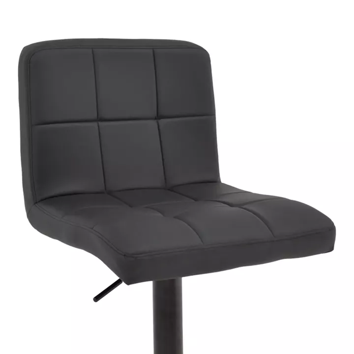 Bar stool Remina pakoworld height adjustable black pu-black metal base 44x44x112cm