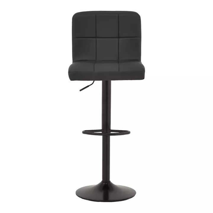 Bar stool Remina pakoworld height adjustable black pu-black metal base 44x44x112cm