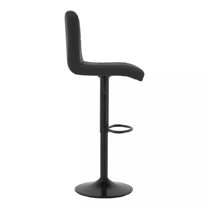 Bar stool Remina pakoworld height adjustable black pu-black metal base 44x44x112cm