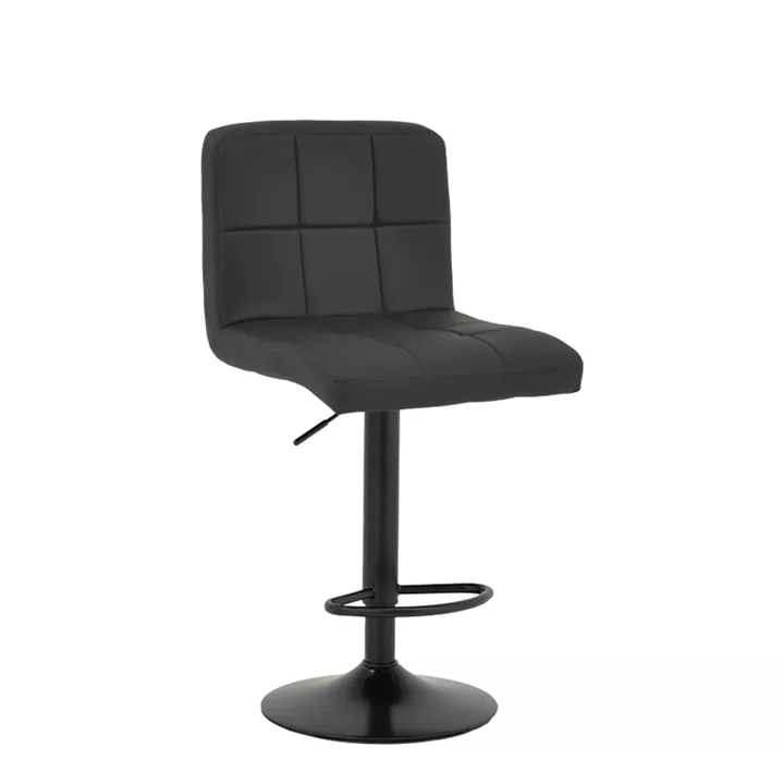 Bar stool Remina pakoworld height adjustable black pu-black metal base 44x44x112cm