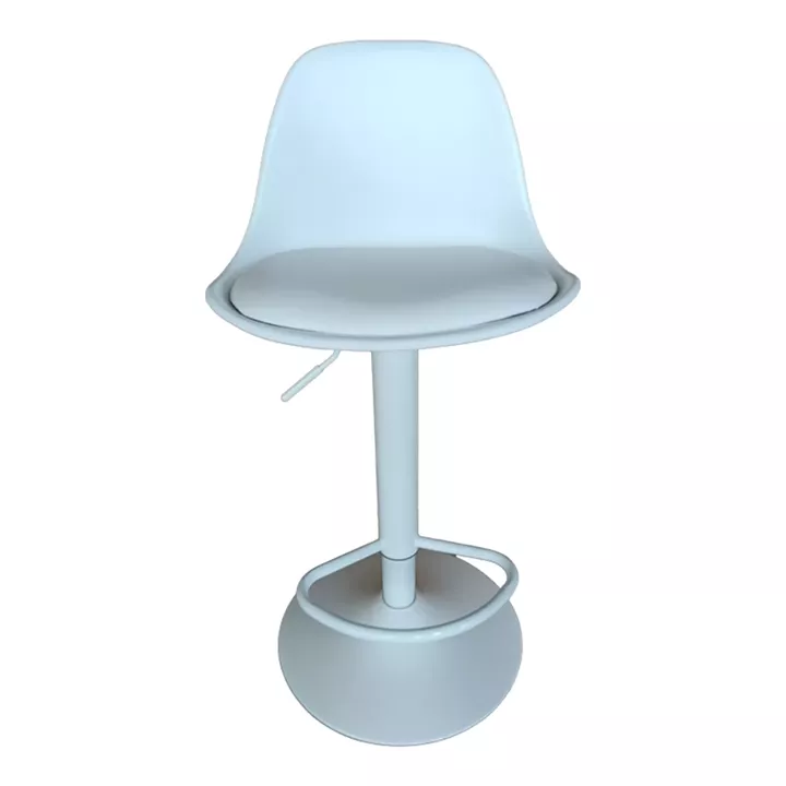 Bar stool Louser pakoworld height adjustable white pp with cushion-white metal base 44x46x114cm