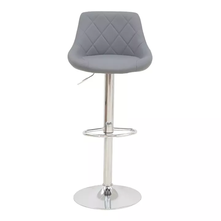 Bar stool Boronez pakoworld height adjustable grey pu-chrome base 47x49x112cm