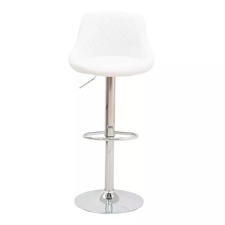 Bar stool Boronez pakoworld height adjustable white pu-chrome base 47x49x112cm