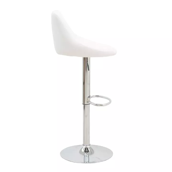 Bar stool Boronez pakoworld height adjustable white pu-chrome base 47x49x112cm
