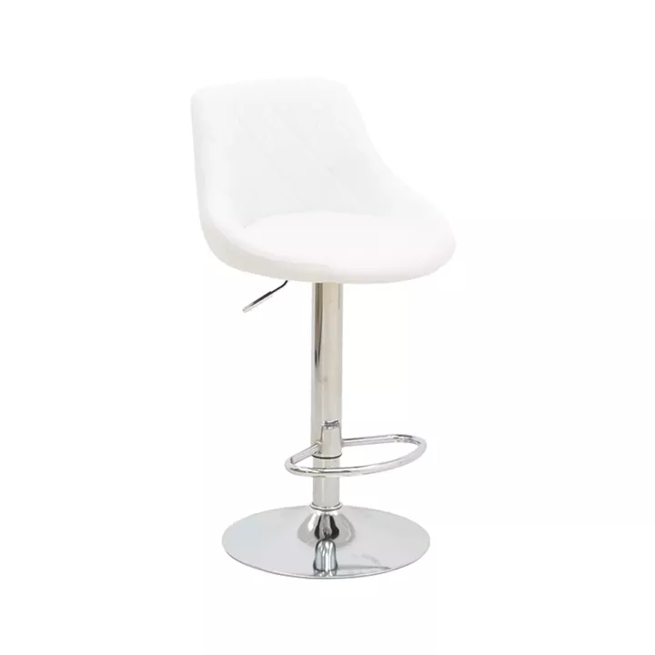 Bar stool Boronez pakoworld height adjustable white pu-chrome base 47x49x112cm