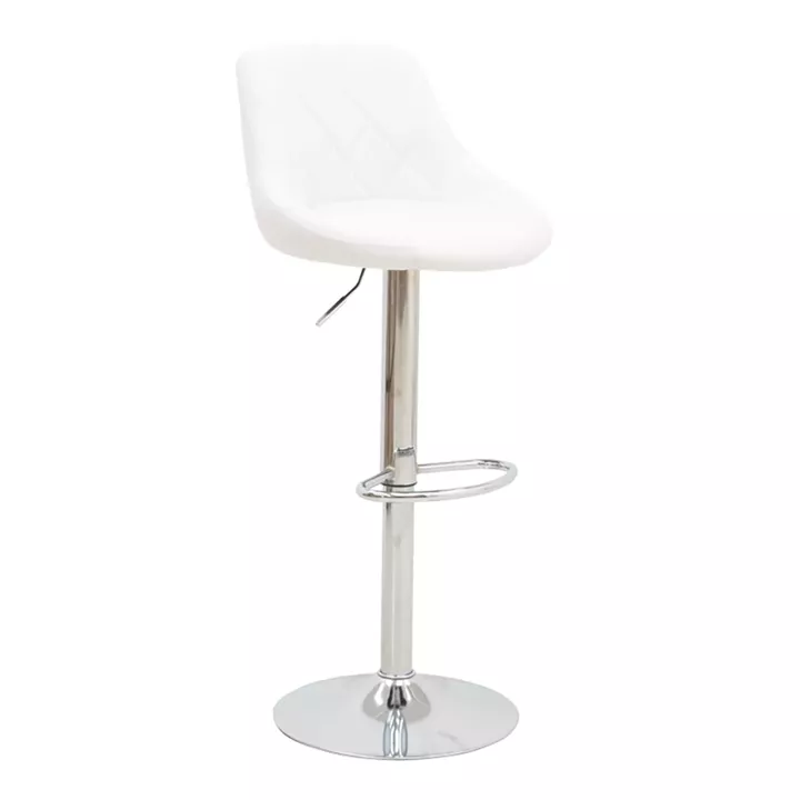 Bar stool Boronez pakoworld height adjustable white pu-chrome base 47x49x112cm
