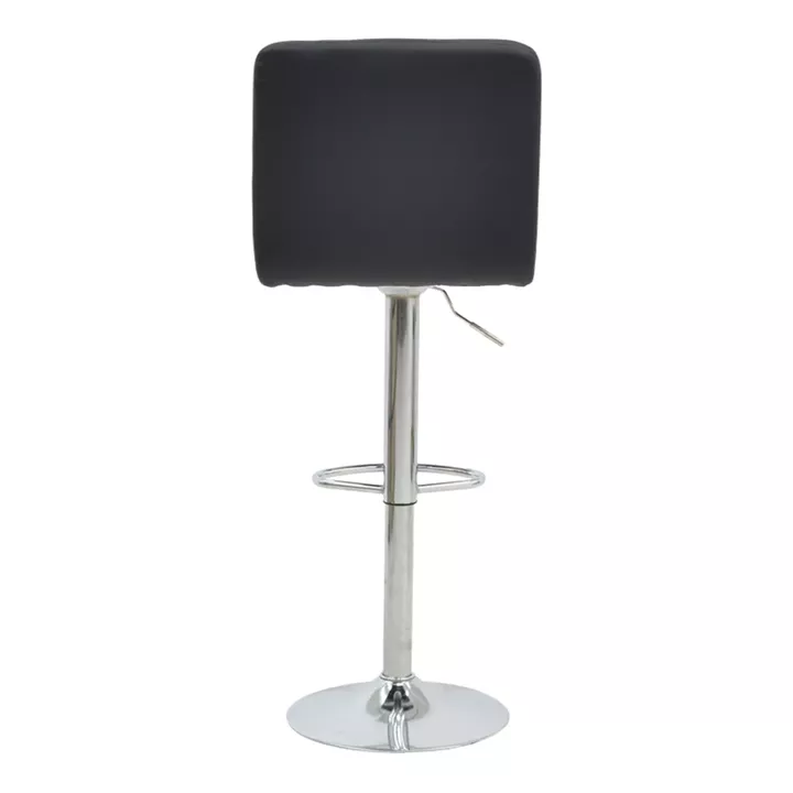 Bar stool Remina pakoworld height adjustable black pu-chrome metal leg 44x44x112cm
