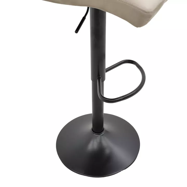 Bar stool Remina pakoworld height adjustable beige velvet-black matt base 44x44x112cm