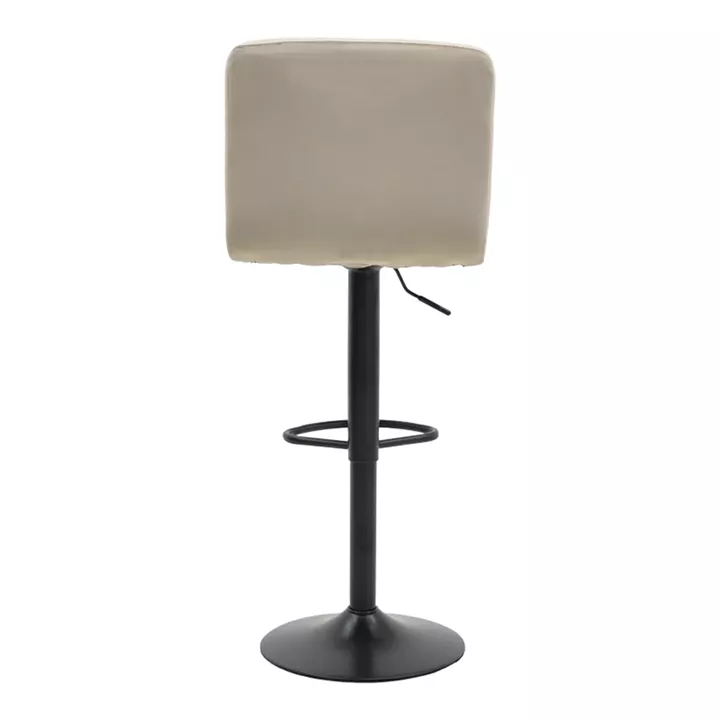 Bar stool Remina pakoworld height adjustable beige velvet-black matt base 44x44x112cm