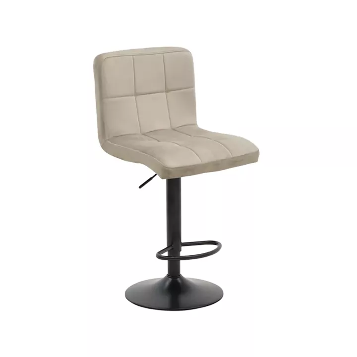 Bar stool Remina pakoworld height adjustable beige velvet-black matt base 44x44x112cm