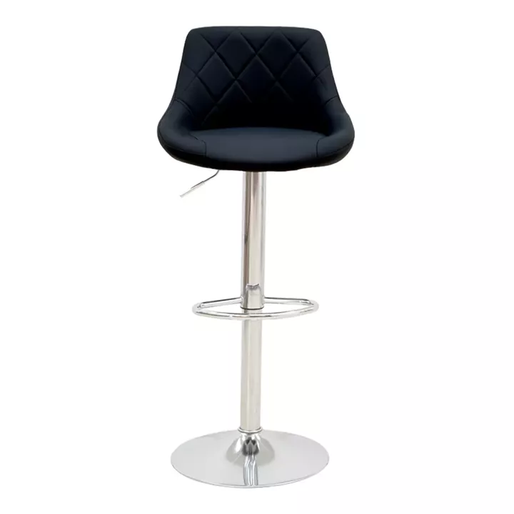 Bar stool Boronez pakoworld height adjustable black pu-chrome base 47x49x112cm