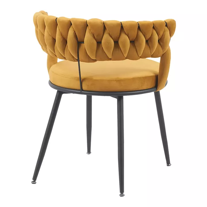 Chair Alkia pakoworld in yellow velvet with black metal leg 60x57x68cm