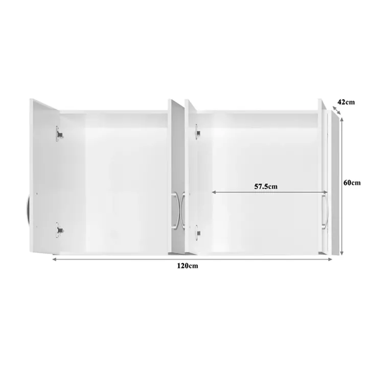 Four-leaf wardrobe with loft Zelia pakoworld with 2 drawers in white 120x42x240cm