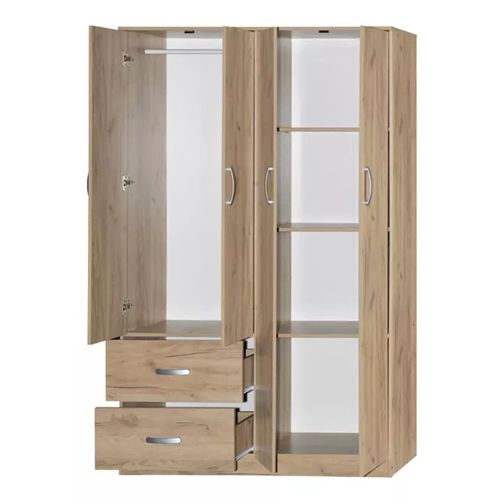 Zelia pakoworld four-leaf wardrobe with 2 drawers in oak shade 120x42x180cm