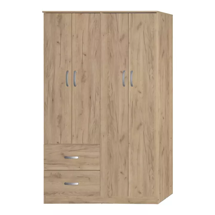 Zelia pakoworld four-leaf wardrobe with 2 drawers in oak shade 120x42x180cm