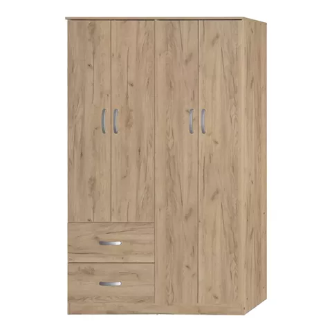 Zelia pakoworld four-leaf wardrobe with 2 drawers in oak shade 120x42x180cm