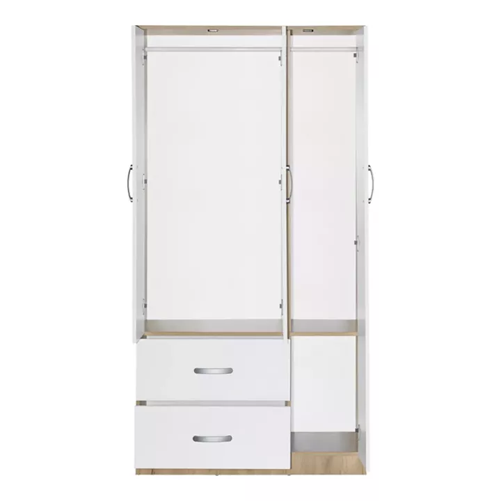 Wardrobe Zelia pakoworld with 2 doors and drawers in white-oak color 90x42x180cm