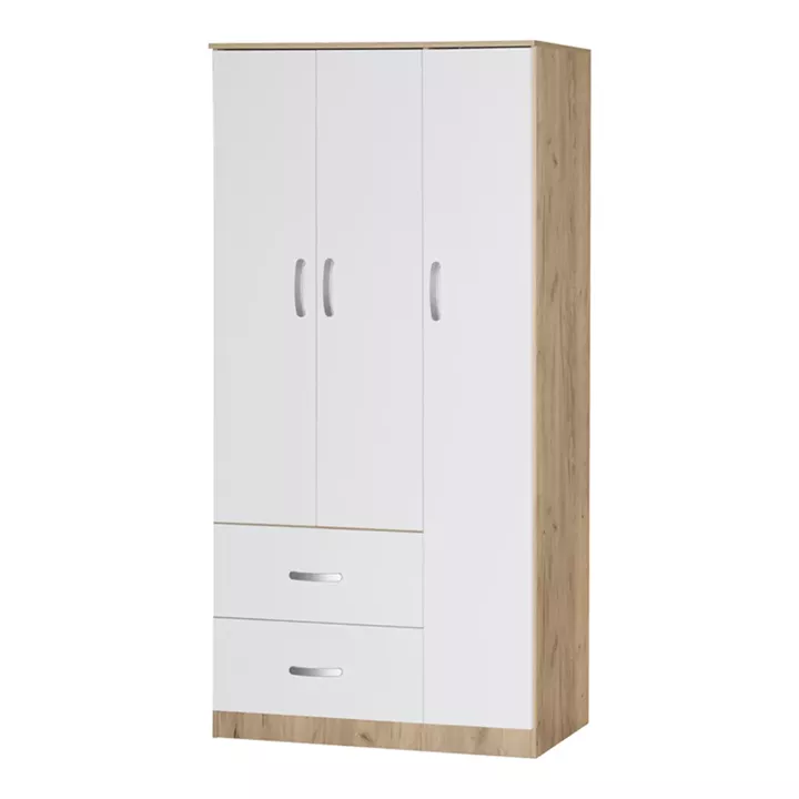 Wardrobe Zelia pakoworld with 2 doors and drawers in white-oak color 90x42x180cm