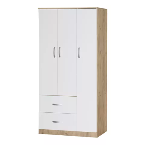 Wardrobe Zelia pakoworld with 2 doors and drawers in white-oak color 90x42x180cm