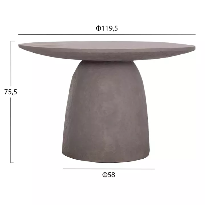 DINING TABLE ROUND SEPPO HM18154.03 FIBER CEMENT IN GREY--Φ119,5x75,5Hcm.