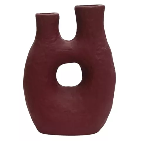 DECORATIVE TABLE VASE NAMENTIS HM4665.03S TERRACOTA IN MAROON RED COLOR--26x15x32.5Hcm.