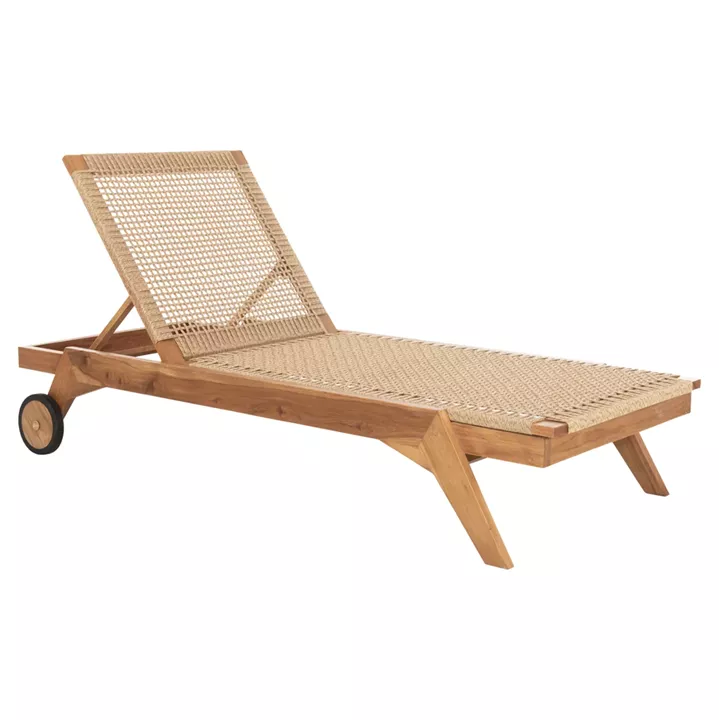 SUNLOUNGER KIKI HM6359 TEAK WOOD-P.E. ROPE WICKER 200x80x99Hcm.